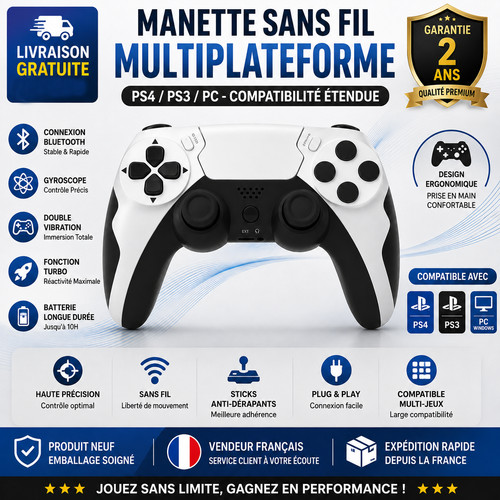 Manette sans fil ps4 ps3 - sans,